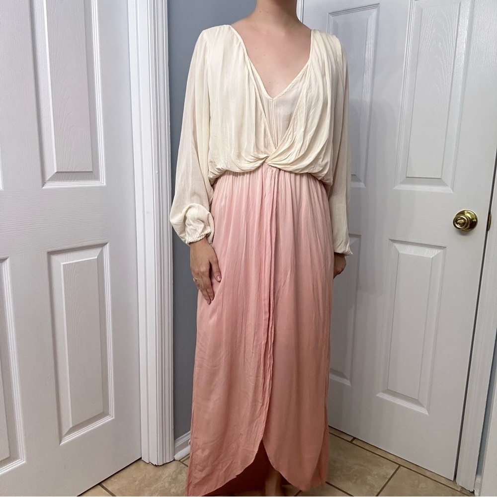 Free People Dress Maxi Ombre Pink Beach Lagenlook Boho Vacation Size Large